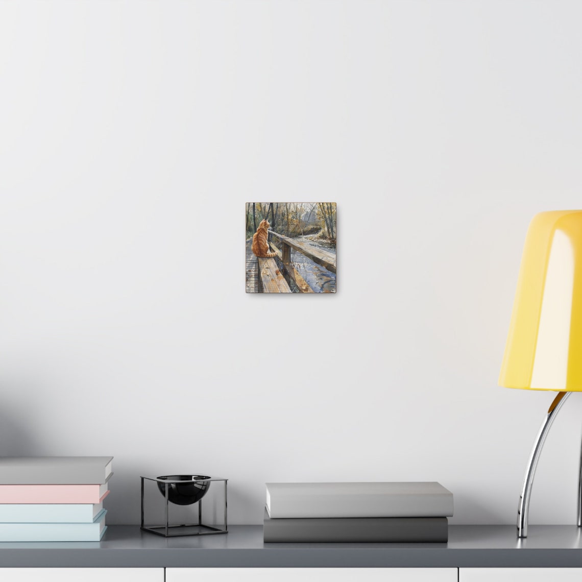 Ginger Tabby Cat on a Wooden Bridge Over a Forest Stream Poster - Image 2