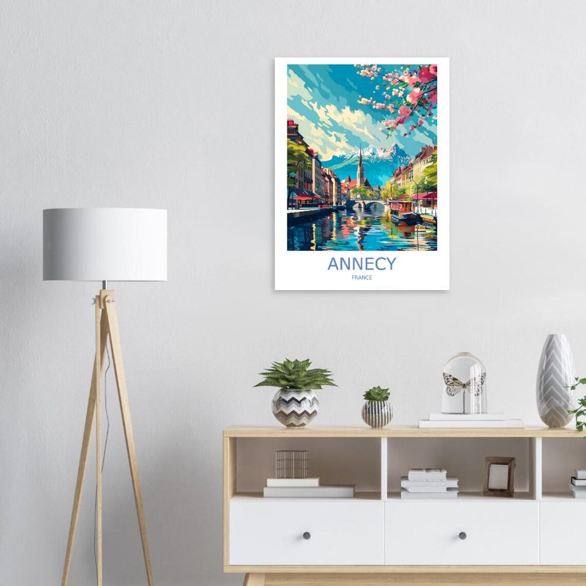 Annecy France Canal Old Town And Mountain View Travel Poster - Image 2