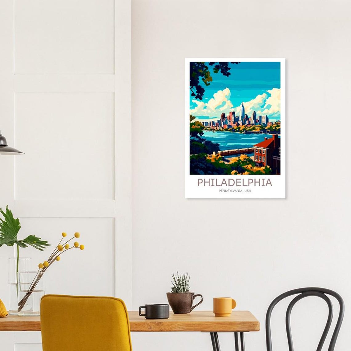 Philadelphia Pennsylvania Skyline Over The River Travel Poster - Image 2