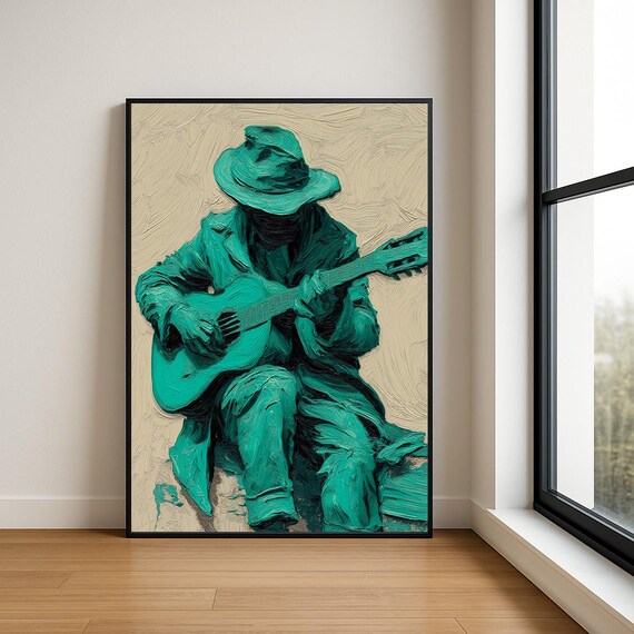 Music Lover Wall Art Print Textured Musician Abstract Oil Painting