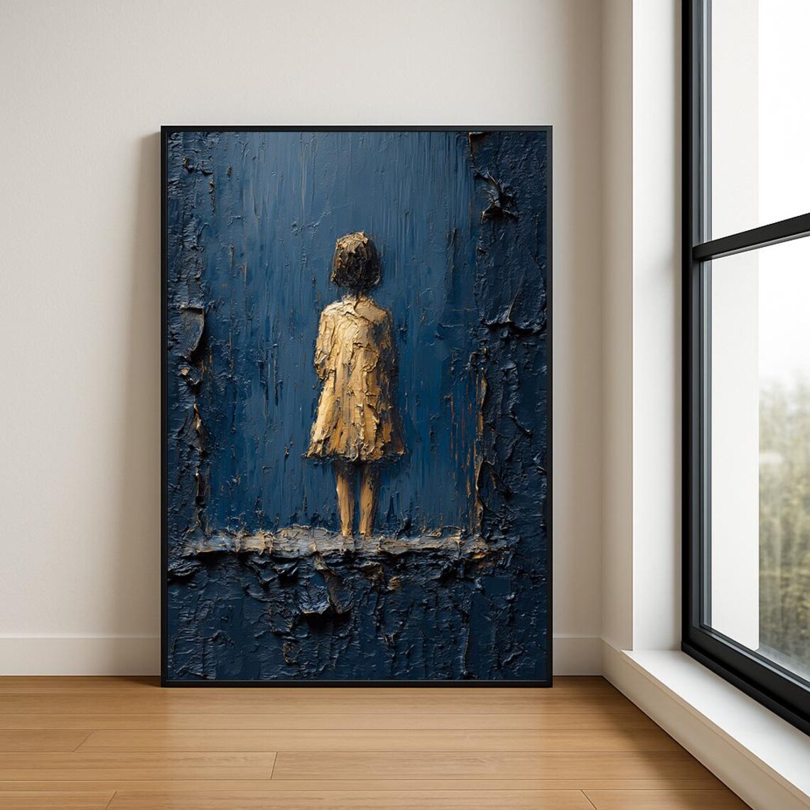 Boy In Doorway Abstract Oil Painting Moody Figurative Print