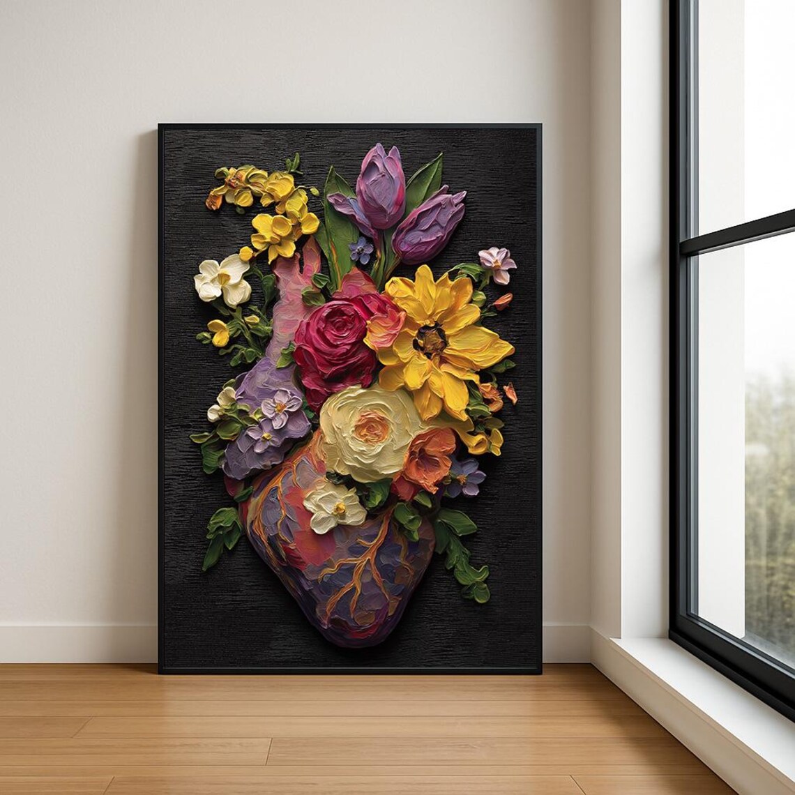 Luxury Colourful Abstract Heart Oil Painting