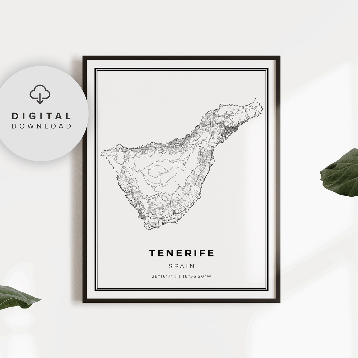 Tenerife Spain Canary Islands Minimalist Island Map Art Print