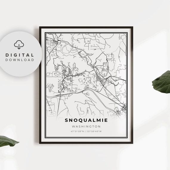 Snoqualmie Map Print Washington Wa Usa Art Poster City Street Road Np269