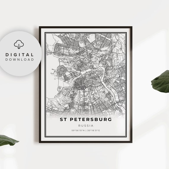 St Petersburg Map Print Russia Saint City Street Road Gift Mom Np790