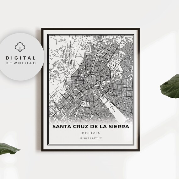 Santa Cruz De La Sierra Bolivia Concentric Ring Street Map Poster