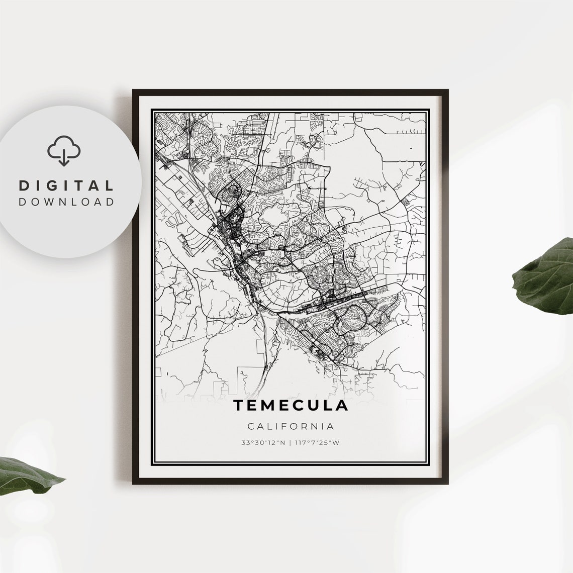 Temecula Map Print Ca Usa Art Poster City Street Road Np11