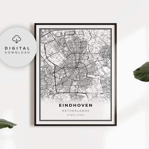 Eindhoven Map Print Netherlands Art Poster City Street Road Wall Np510