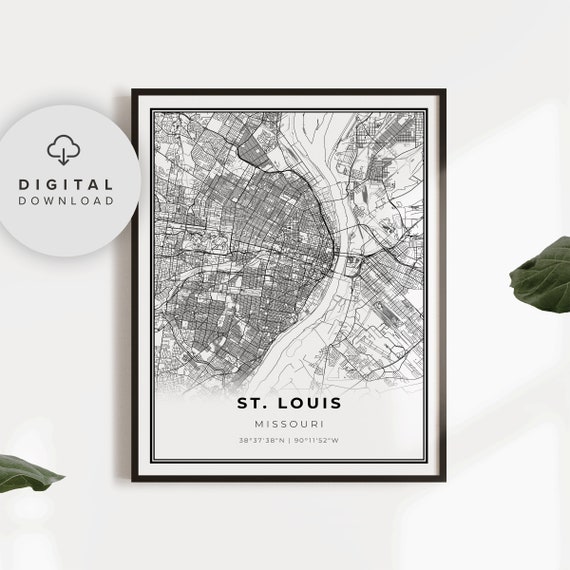 St Louis Map Print Missouri Mo Usa Art Poster City Street Road Gift Np407