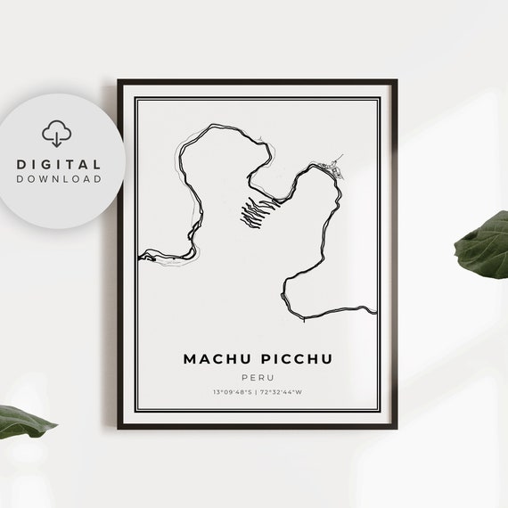 Machu Picchu Map Print Peru Art Poster Pikchu Cusco City Street Road Wall Np761
