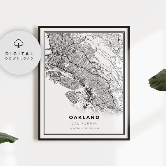 Oakland Map Print Ca Usa Art Poster City Street Road Kitchen Np186