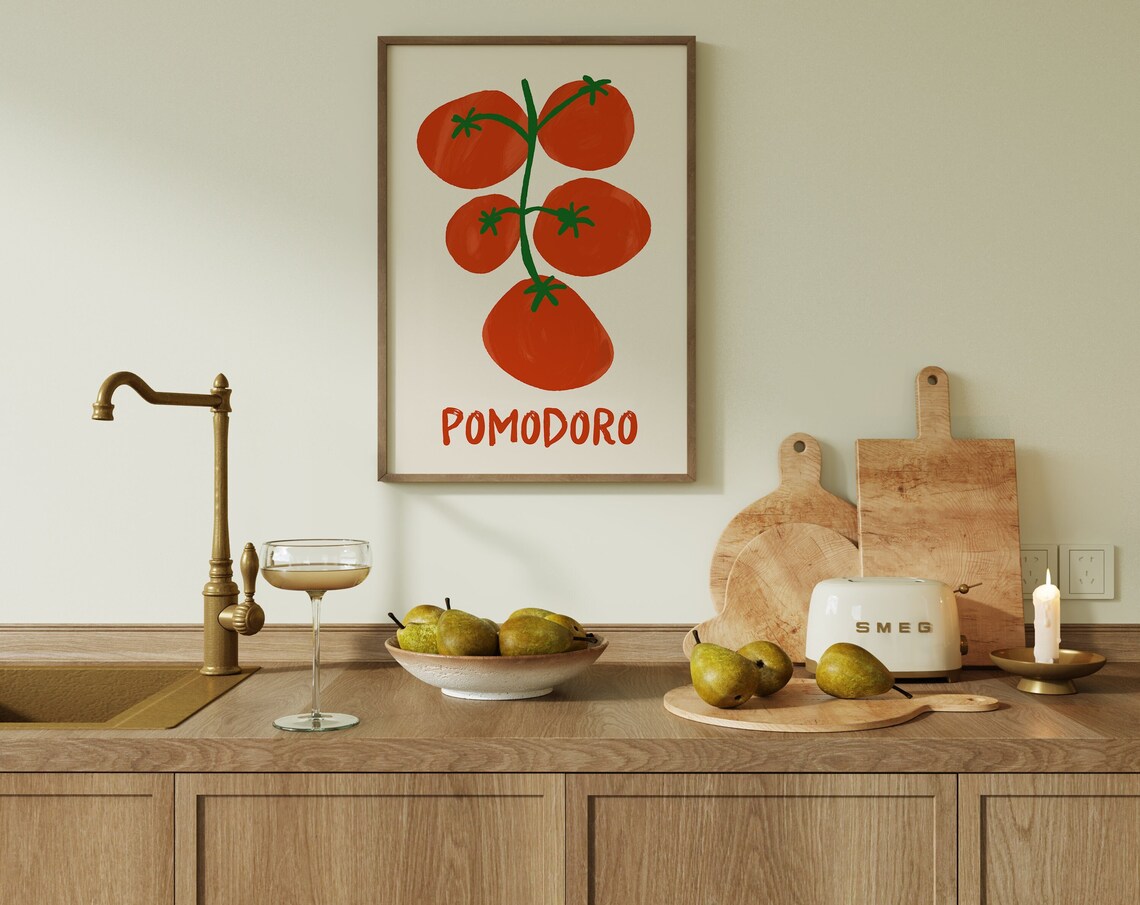 Pomodoro Tomato Art Print, Cute Kitchen Decor - Image 6