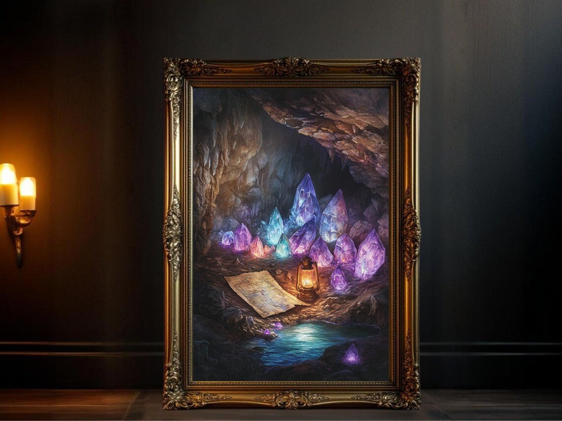 Crystal Cave Mystical Lantern Artwork, Enchanted Rock Decor