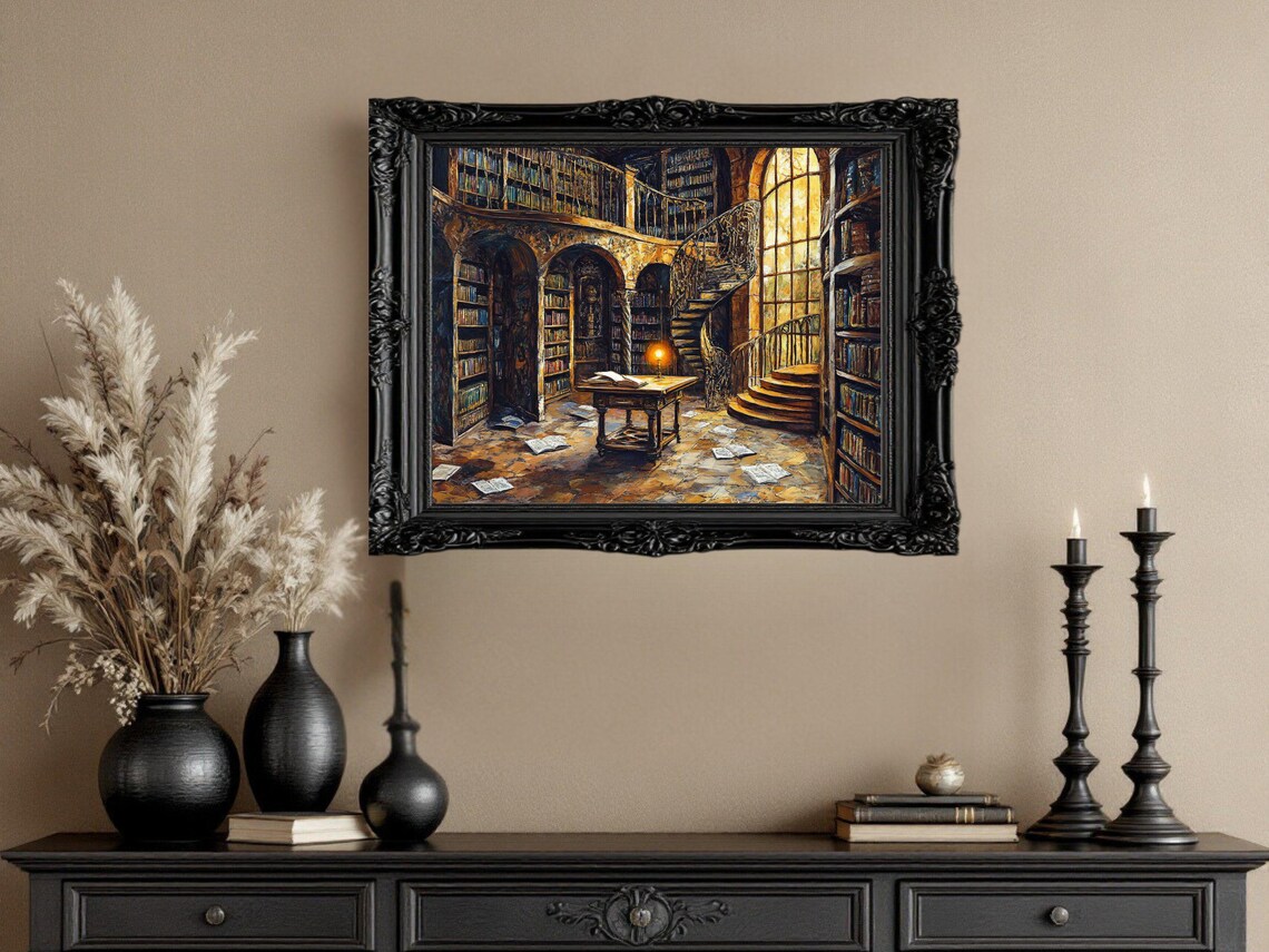 Vintage Library, Antique Bookstore Decor Art Print - Image 3