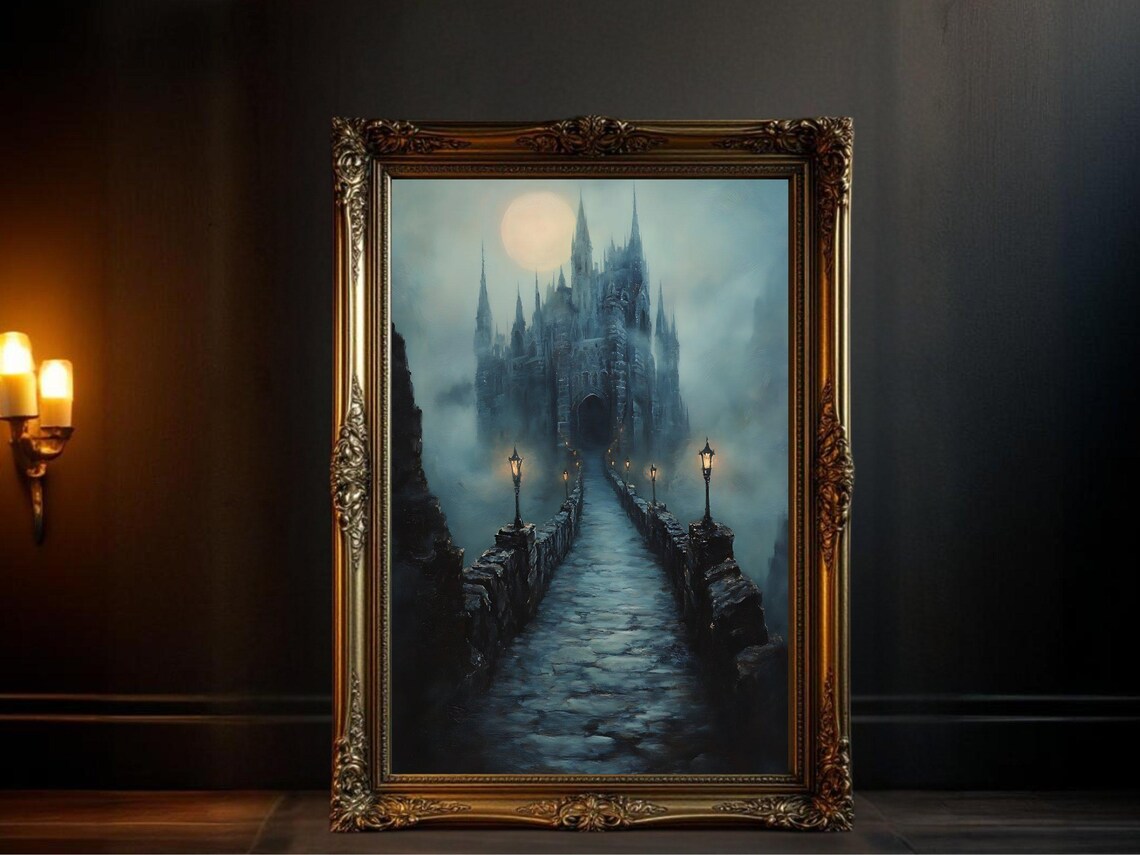 Gothic Castle, Dark Fantasy Halloween Art Print