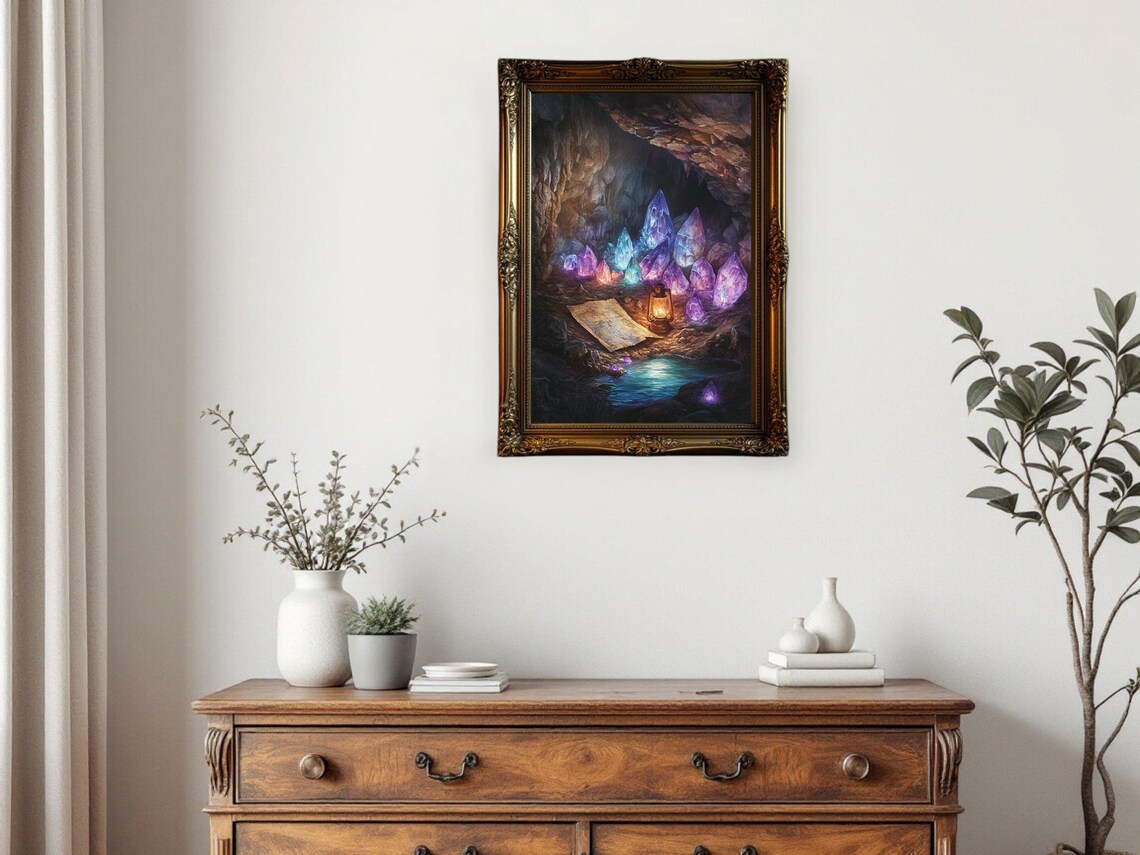 Crystal Cave Mystical Lantern Artwork, Enchanted Rock Decor - Image 3