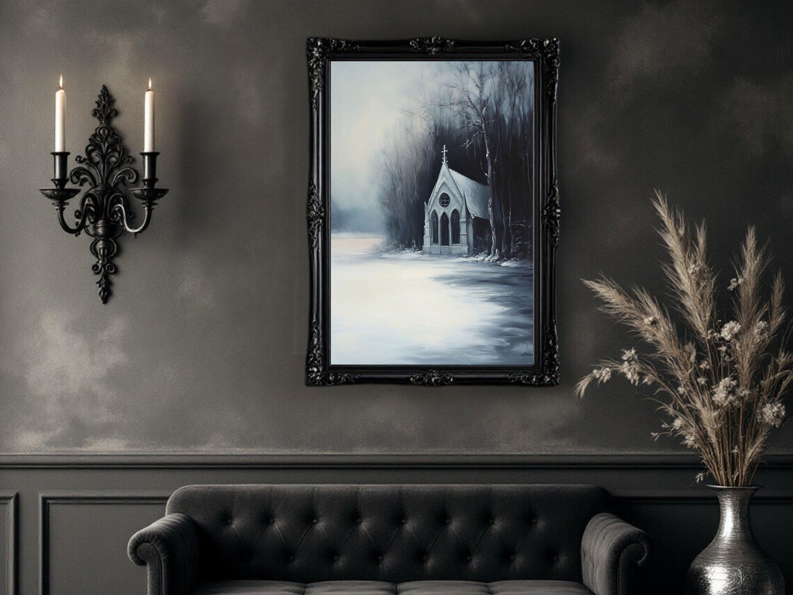 Winter Wonderland Gothic Chapel Art Print - Image 2
