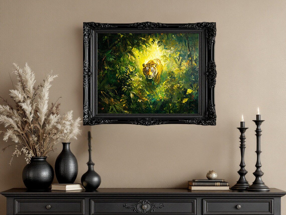 Jungle Tiger Art Print, Wildlife Forest Painting - Image 3