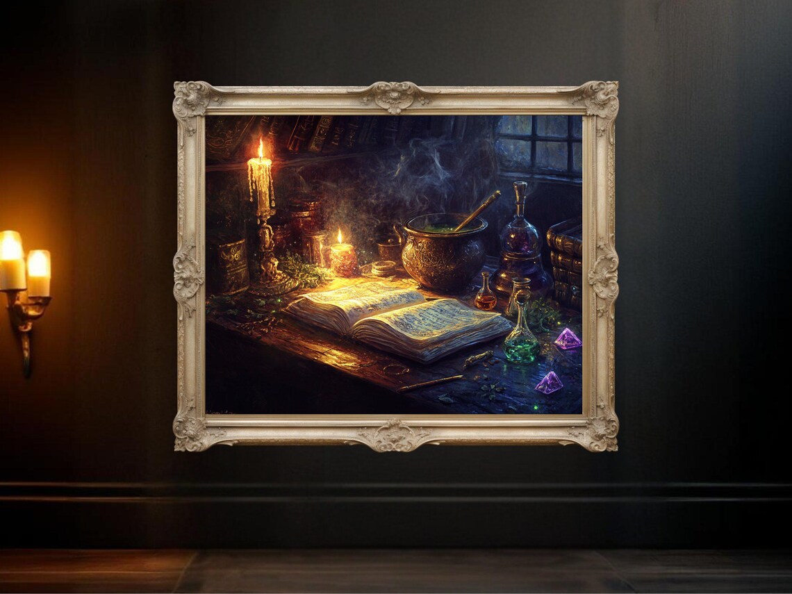 Magical Potion Laboratory Art Print, Mystical Wizardry Decor