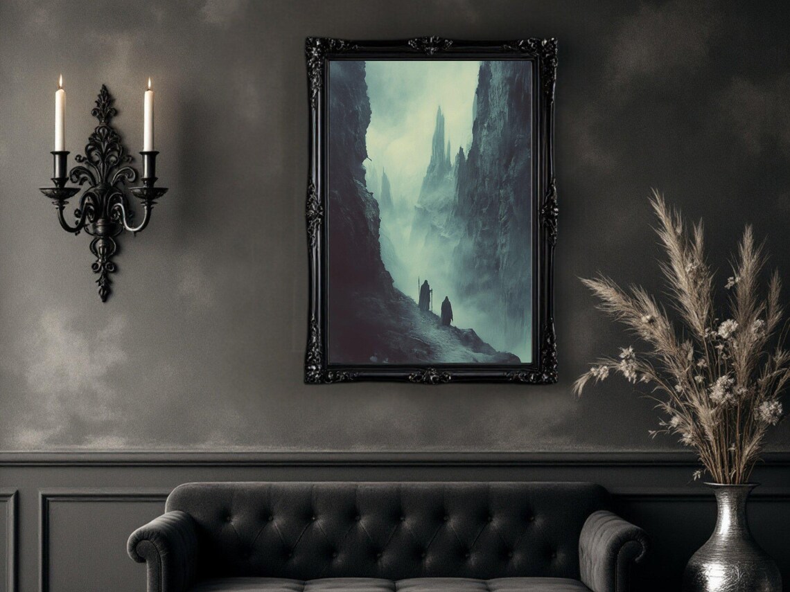 Mysterious Mountain Fantasy Landscape Art Print - Image 2