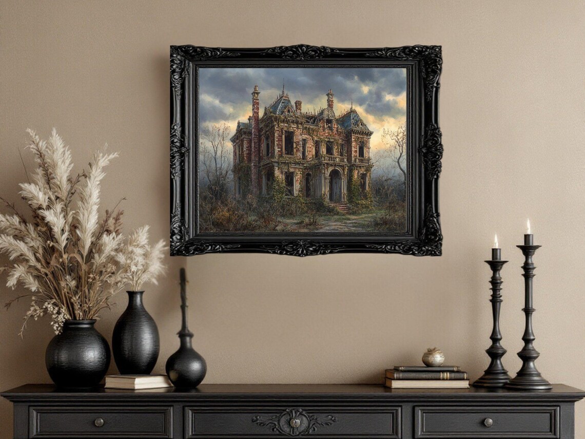 Spooky Haunted House Vintage Gothic Wall Art - Image 3