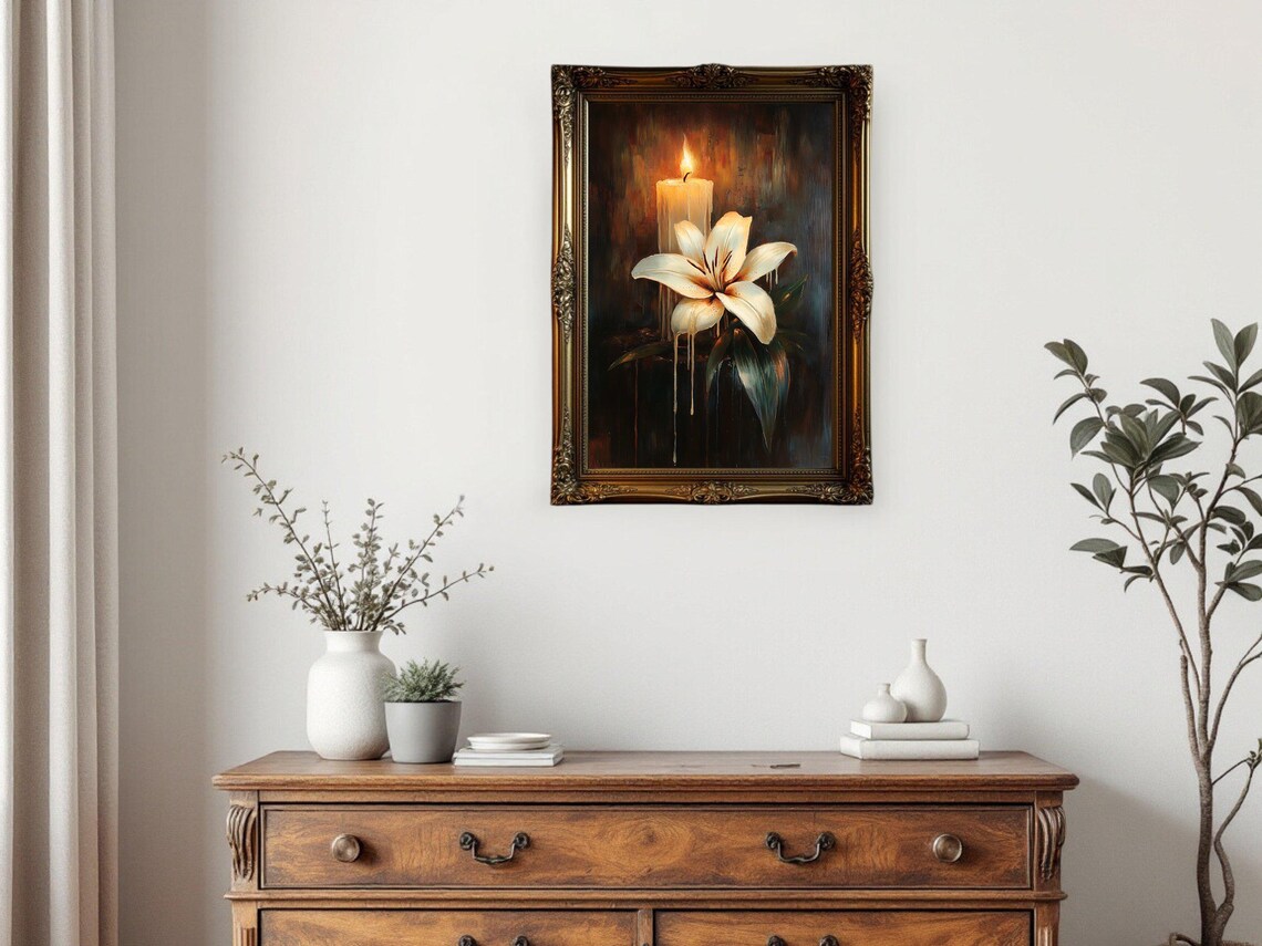 Candle And Lily, Hand Painted Botanical Home Decor - Image 3