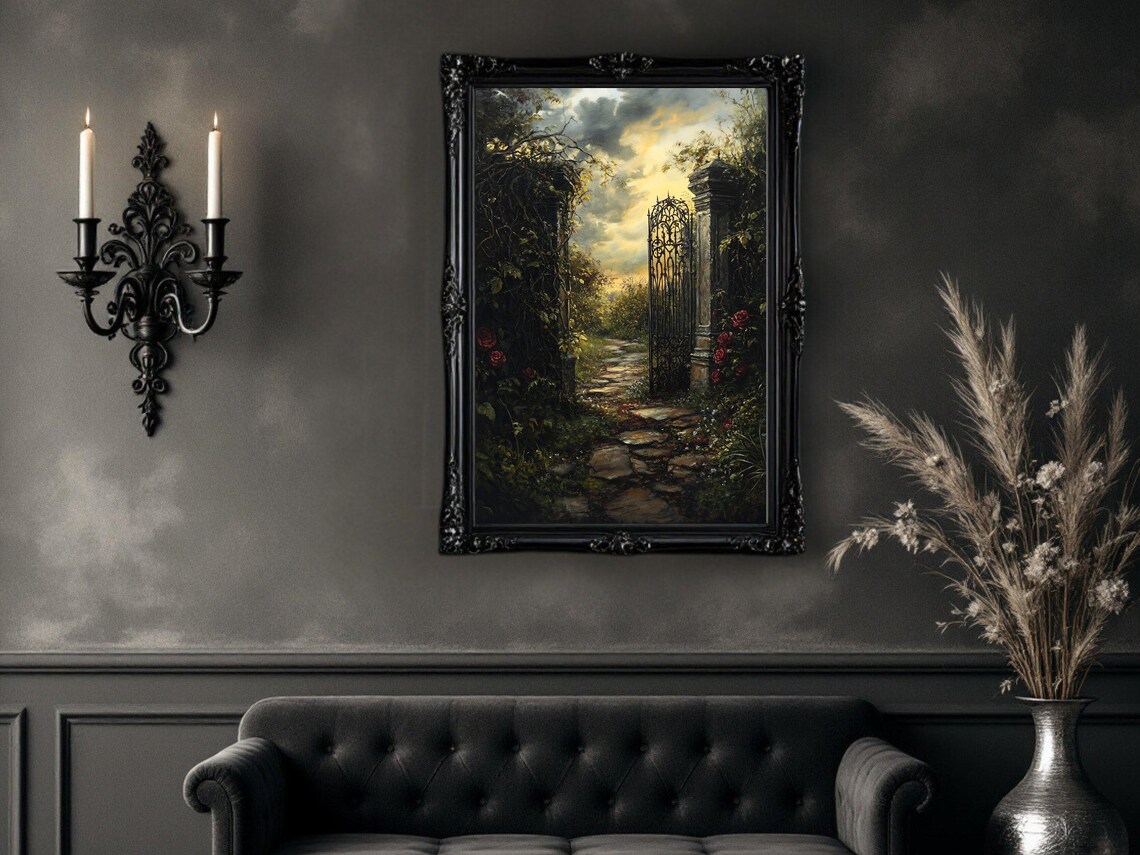 Enchanted Garden Sunset Landscape Art Print - Image 2