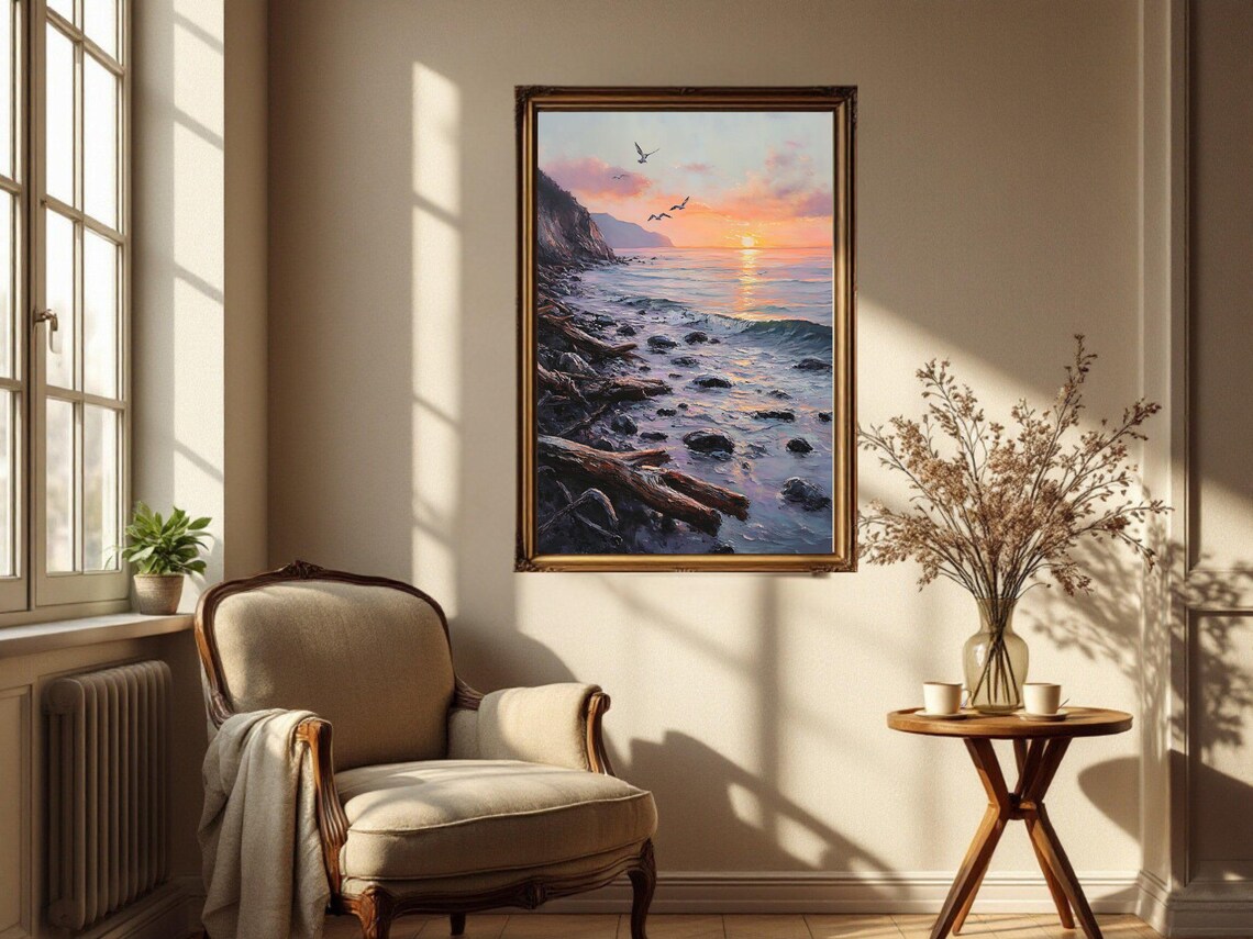 Coastal Sunset Art Print, Tranquil Seascape - Image 3