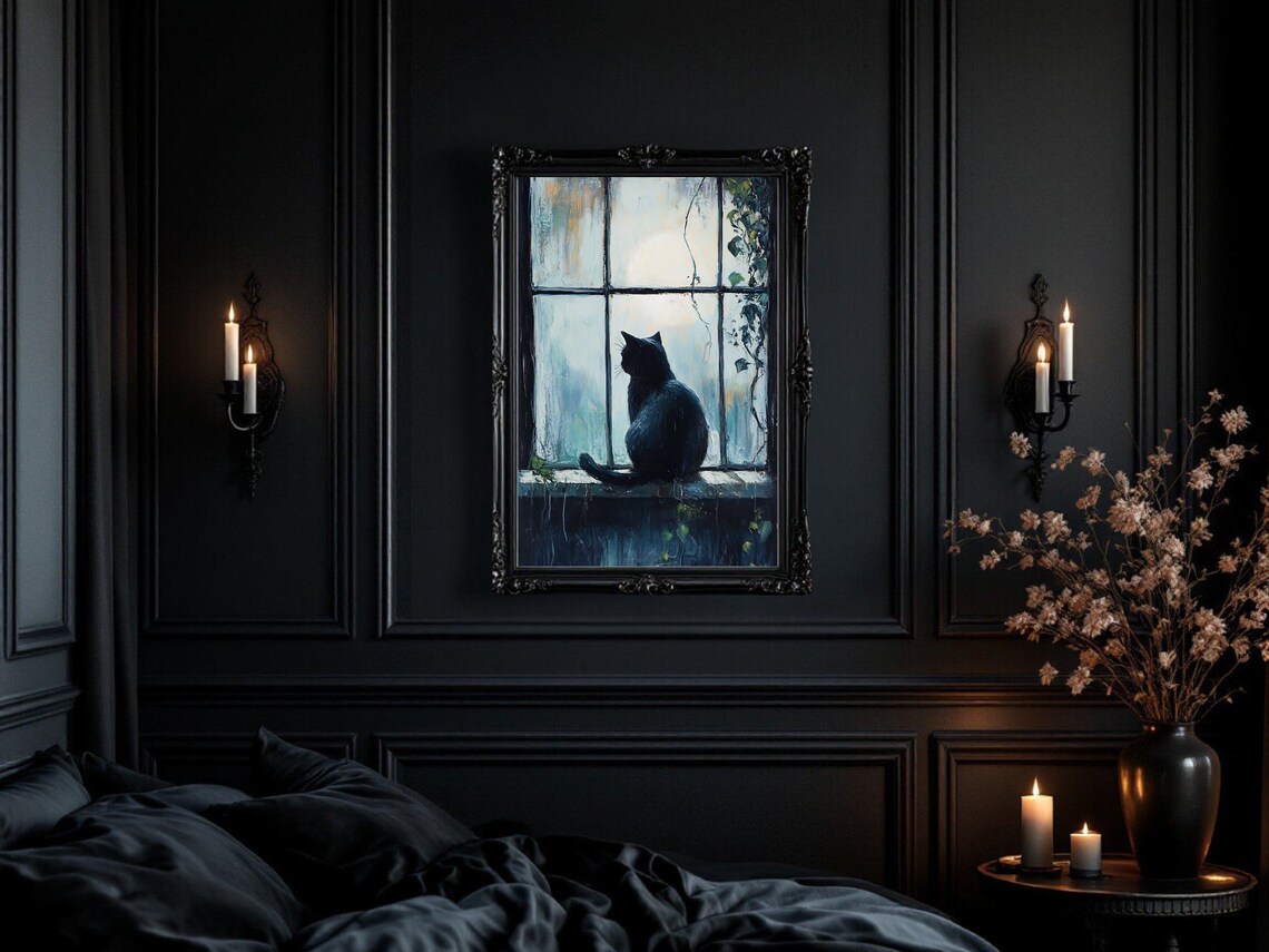 Cat And Moon, Mystical Cat Window Decor - Image 2