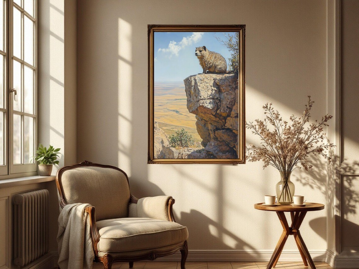 Wildlife Animal Print, Rocky Cliff Landscape - Image 2