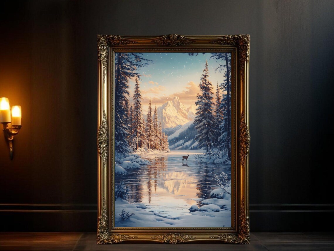 Majestic Winter Landscape, Snow Covered Forest And Mountains