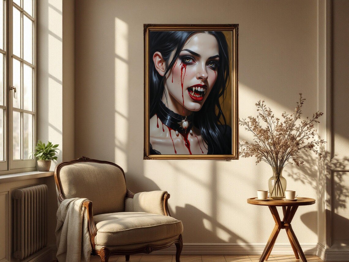 Vampire Woman - Gothic Female Portrait Art Print - Image 2