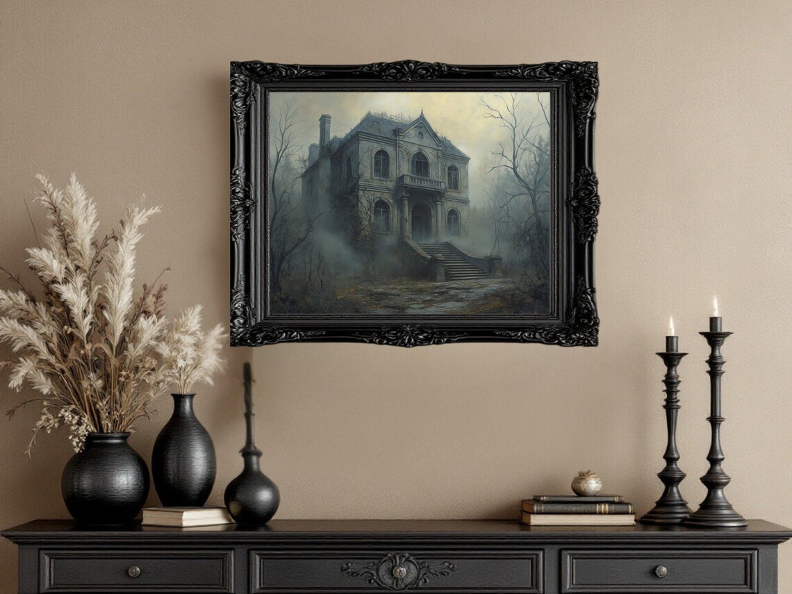 Haunted House, Spooky Gothic Home Decor Art Print - Image 3