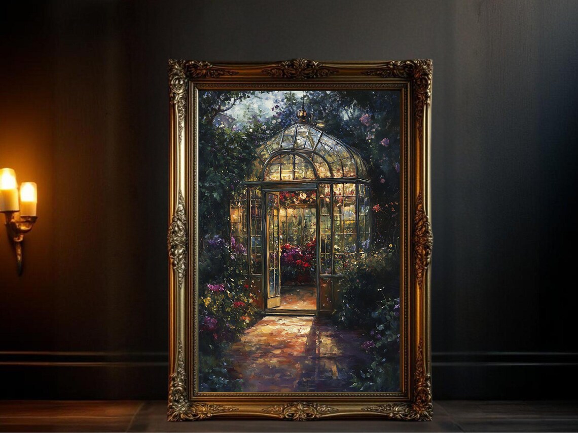 Enchanted Garden Greenhouse, Magical Floral Artwork
