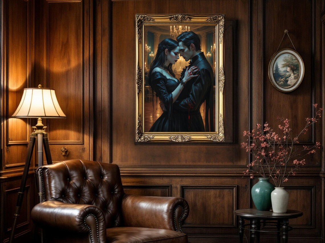 Gothic Couple Romantic Vintage Ballroom Art Print - Image 3