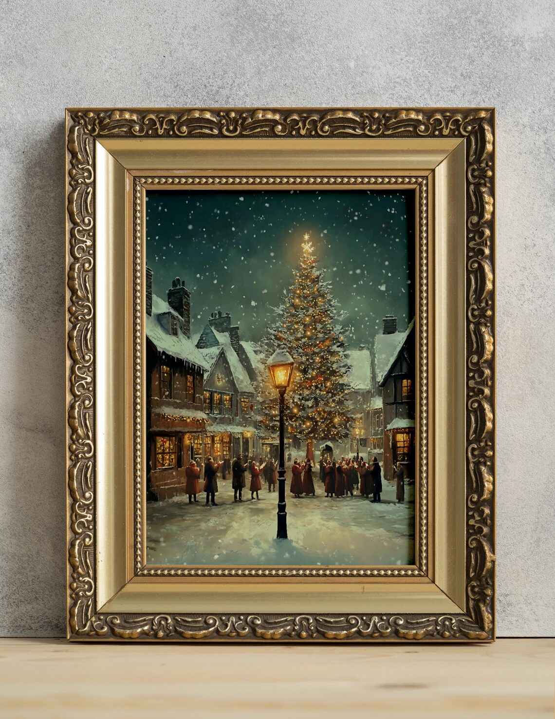 Rustic Christmas Village Scene, Festive Holiday Decor