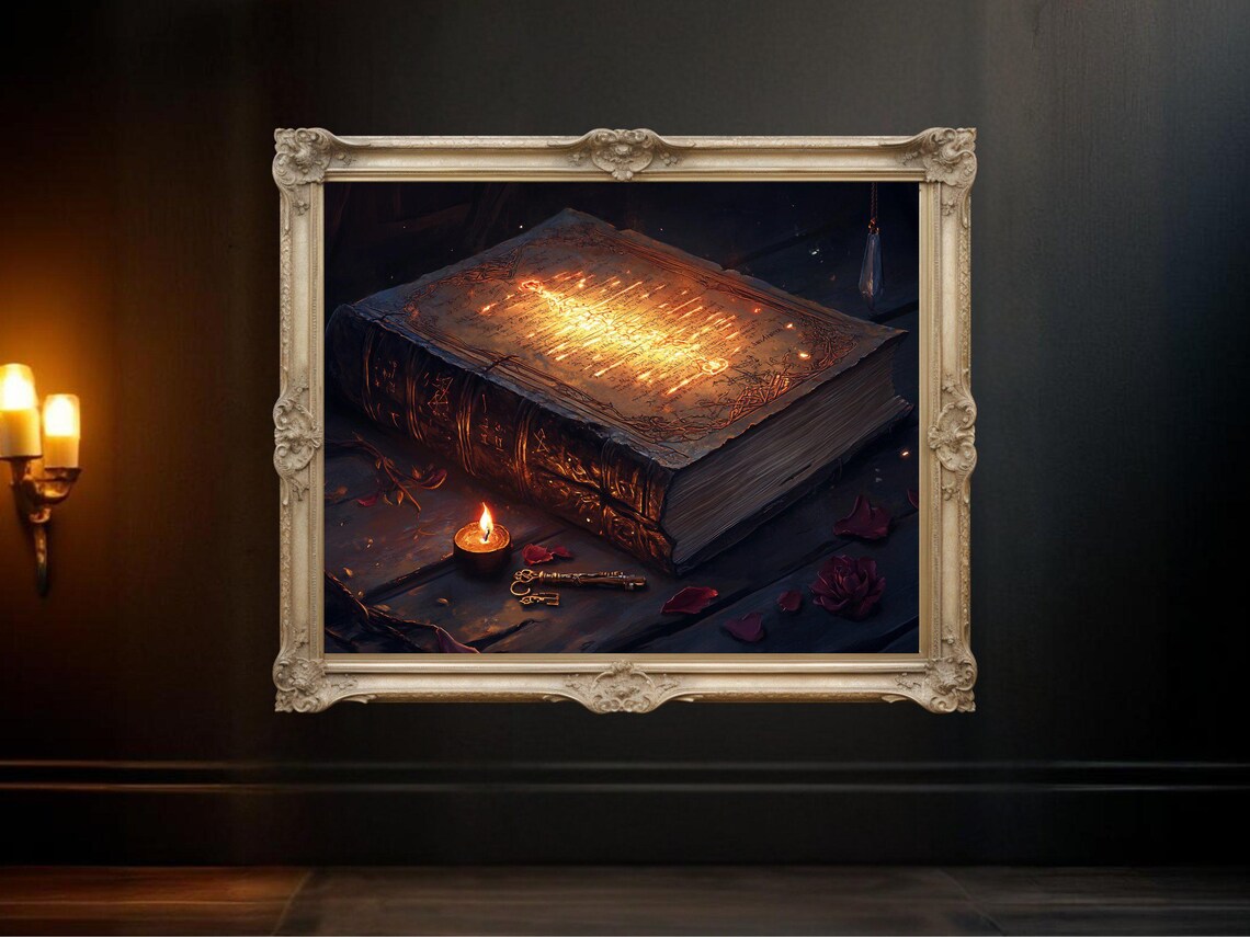 Enchanted Book With Glowing Script, Fantasy Art