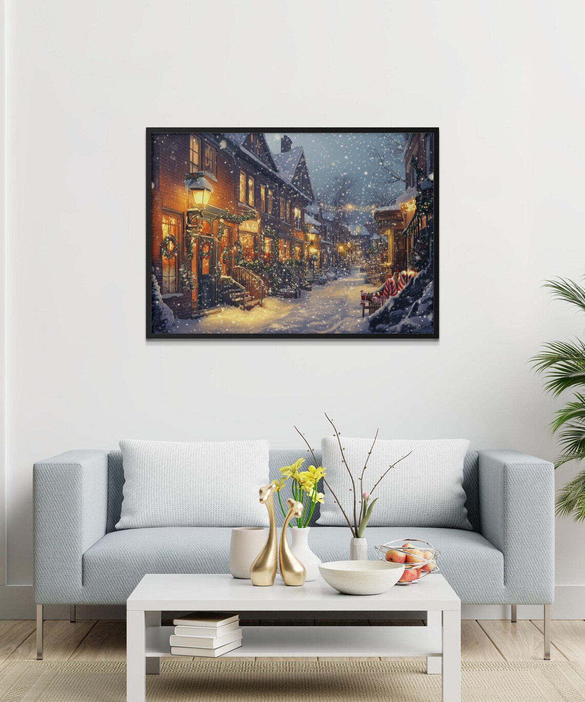 Christmas Village Town Scene, Cozy Holiday Decor - Image 3