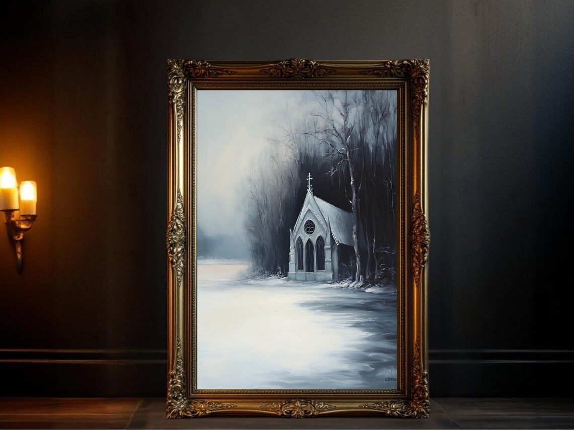 Winter Wonderland Gothic Chapel Art Print