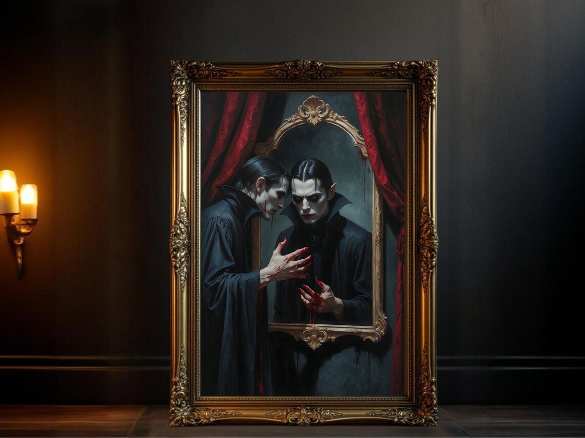 Gothic Vampire Mirror, Creepy Horror Dark Fantasy