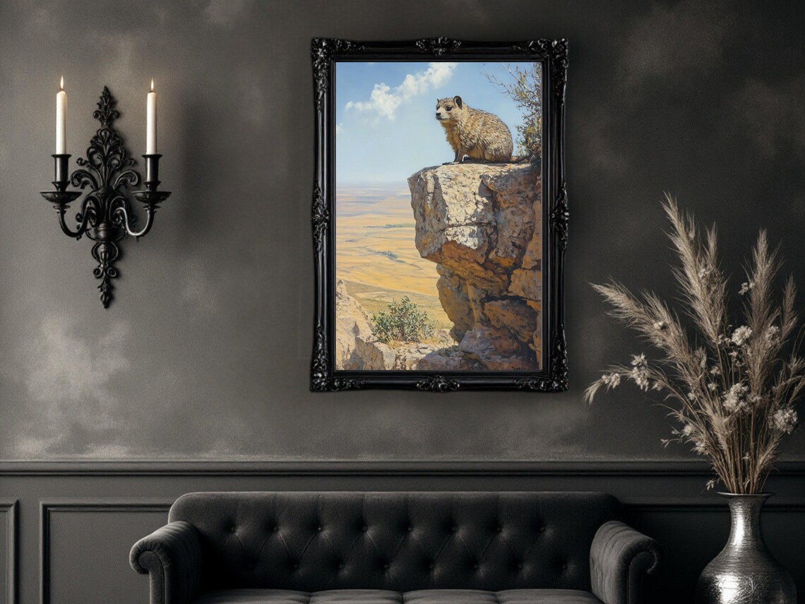 Wildlife Animal Print, Rocky Cliff Landscape - Image 3
