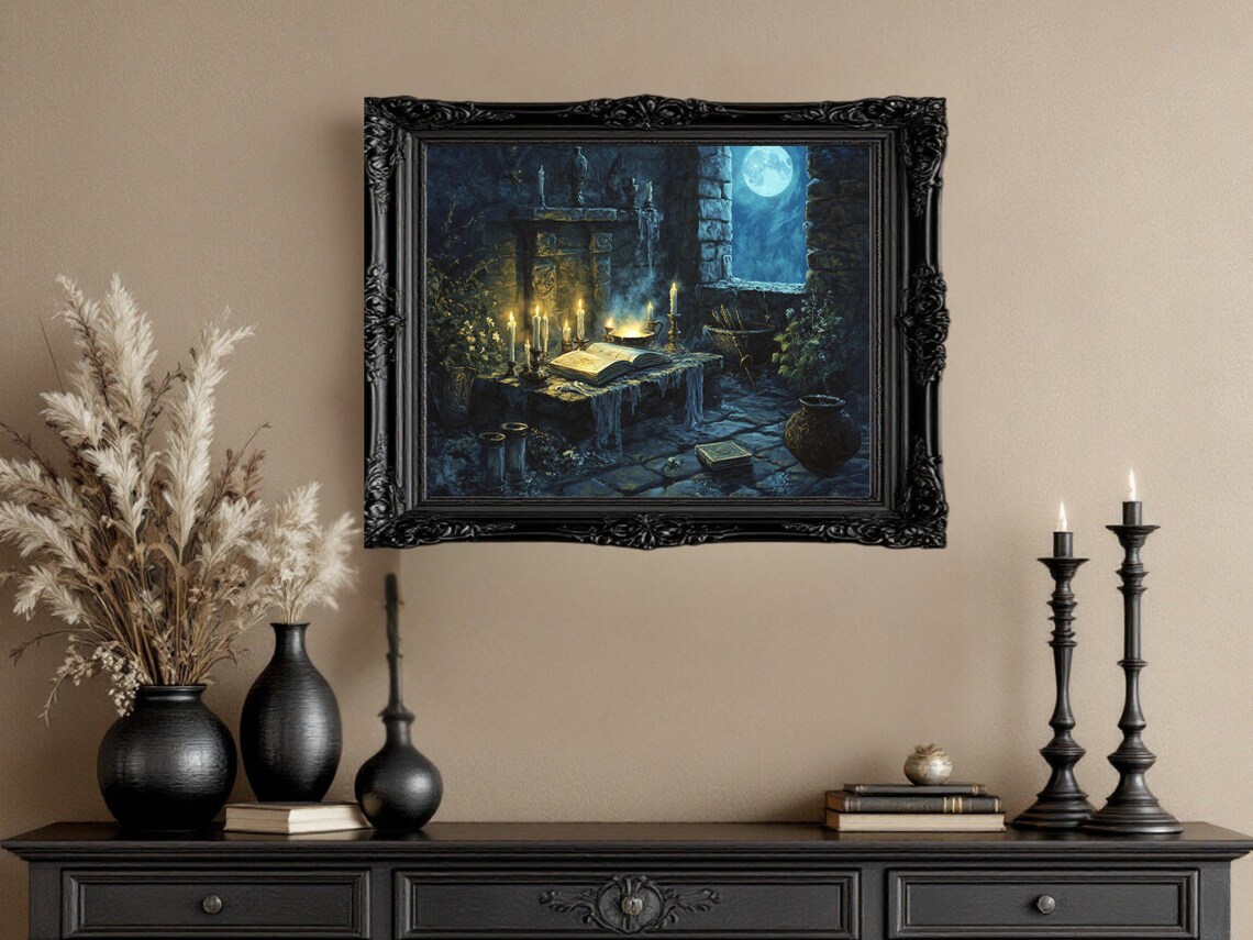 Enchanted Moonlit Night, Vintage Fantasy Scene - Image 3