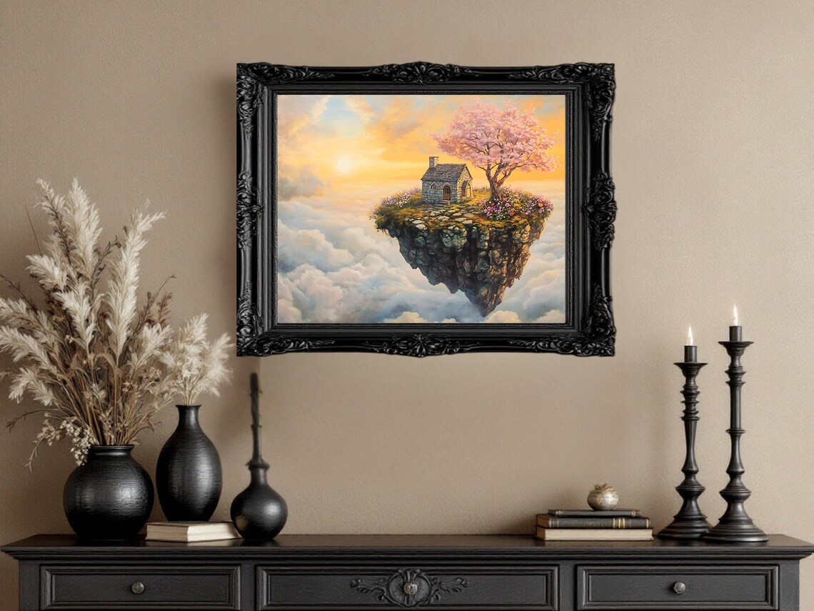 Floating Island, Cherry Blossom Tree Fantasy Landscape - Image 2