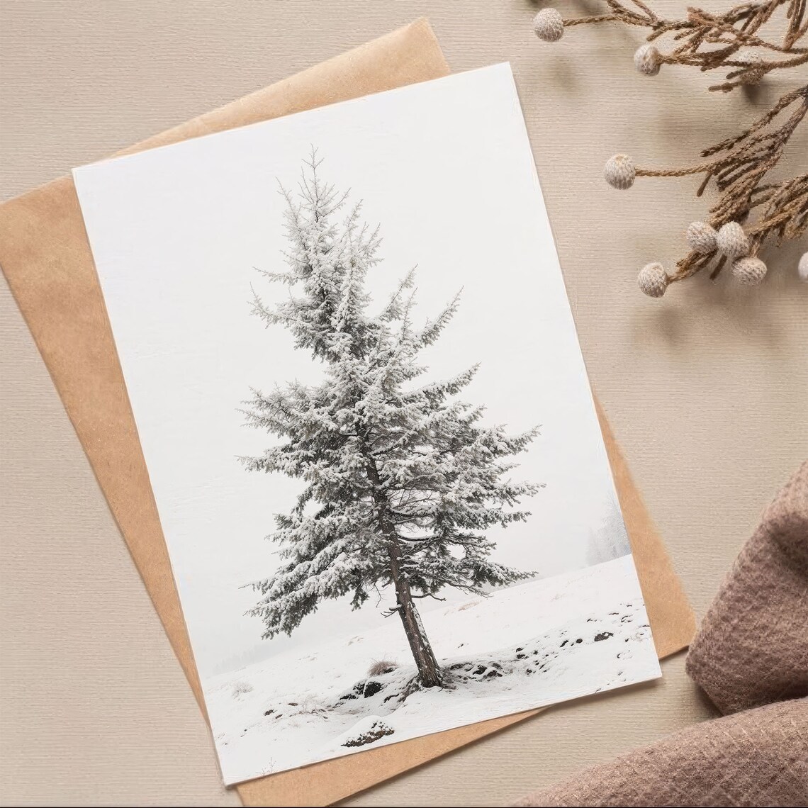 Snowy Coniferous Tree Poster, Winter Landscape - Image 2