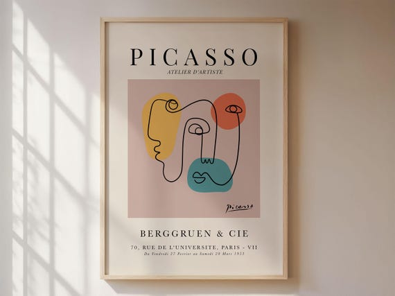 Picasso One Line Illustration, Minimalist Poster