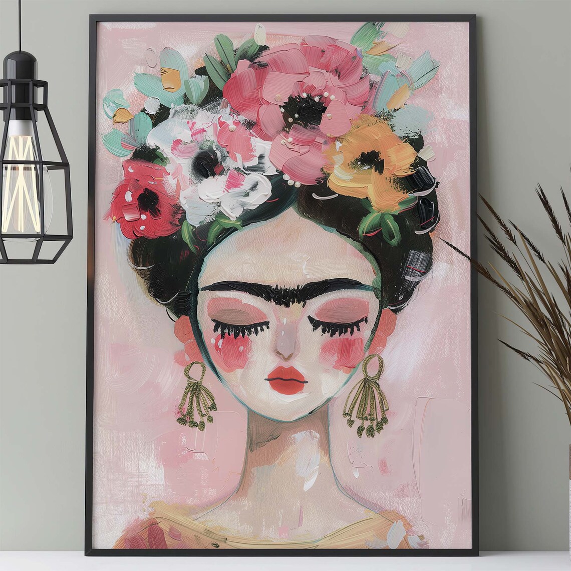 Frida Kahlo Abstract Portrait Boho Art Print