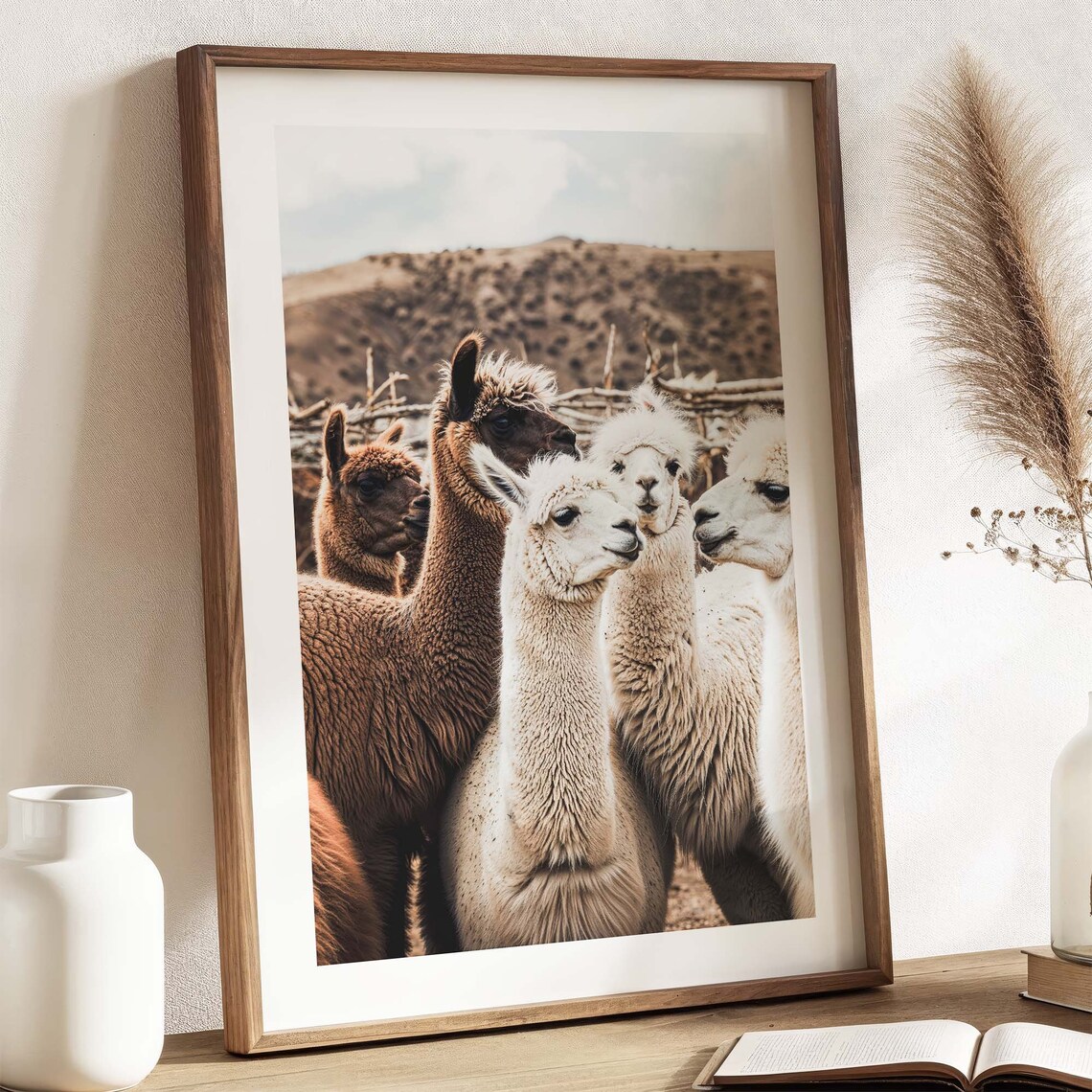 Vintage Alpaca Photography Poster, Peru Steppe - Image 4