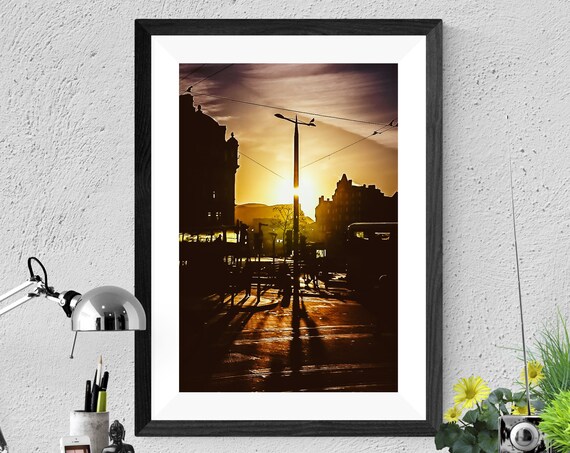 East End Shadows Gold Sunset Street Silhouette City Photo Poster