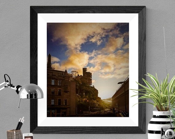 Calton Road Edinburgh Sunset Historic Buildings Sky Photo Print