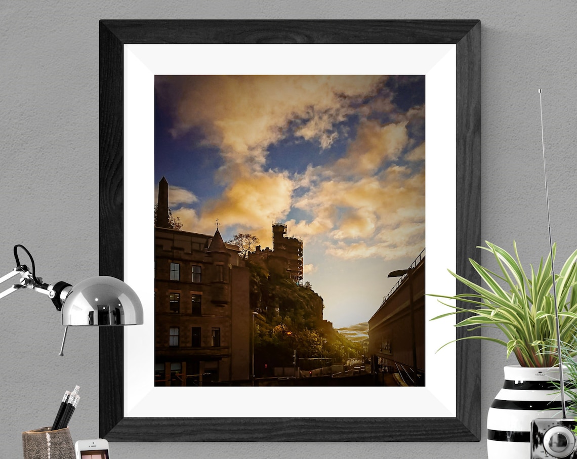 Calton Road Edinburgh Sunset Historic Buildings Sky Photo Print